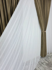 Perdea Olivia albă cu sidef, material plin ca textura