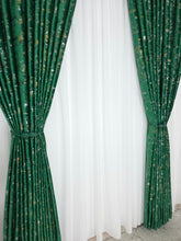 Colectia Elegance: Perdea Voal Premium Si Draperie Catifea Verde Smarald Cu Insertii model Golden