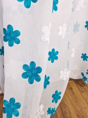 Perdea din in, albă cu flori turcoaz - CASABLANCA Perdea din in, albă cu flori turcoaz Casa Blanca Curtains & Drapes 45.00 CASABLANCA CASABLANCA