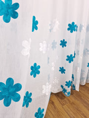 Perdea din in, albă cu flori turcoaz - CASABLANCA Perdea din in, albă cu flori turcoaz Casa Blanca Curtains & Drapes 45.00 CASABLANCA CASABLANCA