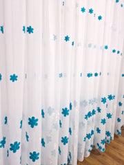 Perdea din in, albă cu flori turcoaz - CASABLANCA Perdea din in, albă cu flori turcoaz Casa Blanca Curtains & Drapes 45.00 CASABLANCA CASABLANCA