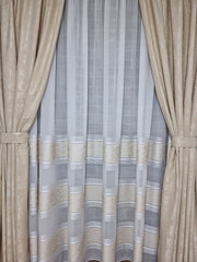 Set perdea din in cristal si draperie crem, model Lavinia - CASABLANCA Set perdea din in cristal si draperie crem, model Lavinia Casa Blanca Curtains & Drapes 440.00 CASABLANCA CASABLANCA