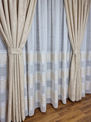 Set perdea din in cristal si draperie crem, model Lavinia - CASABLANCA Set perdea din in cristal si draperie crem, model Lavinia Casa Blanca Curtains & Drapes 440.00 CASABLANCA CASABLANCA
