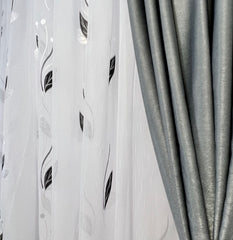 Perdea sable, flori alb cu negru, nesifonabila, model Olga - CASABLANCA Perdea sable, flori alb cu negru, nesifonabila, model Olga Casa Blanca Curtains & Drapes 40.00 CASABLANCA CASABLANCA