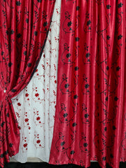 Draperii opace cu două fețe,imprimeu floral în tonuri de roșu și negru - CASABLANCA Draperii opace cu două fețe,imprimeu floral în tonuri de roșu și negru Casa Blanca Curtains & Drapes 45.00 CASABLANCA  CASABLANCA
