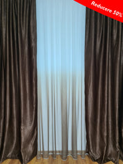 Draperie la reducere soft wenge, varianta mai usoara a catifelei, ieftina la preț avantajos