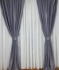 Set complet din perdea simpla voal alb cu draperie uni gri 100% blackout, Colectia Crom, varianta gri inchis - CASABLANCA Set complet din perdea simpla voal alb cu draperie uni gri 100% blackout, Colectia Crom, varianta gri inchis CASABLANCA  325.00 CASABLANCA  CASABLANCA