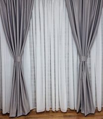 Set complet din perdea simpla voal alb cu draperie uni gri 100% blackout, Colectia Crom, varianta gri mediu - CASABLANCA Set complet din perdea simpla voal alb cu draperie uni gri 100% blackout, Colectia Crom, varianta gri mediu CASABLANCA  650.00 CASABLANCA 8metriperdeacu6metridraperiepentrusinagaleriede4-5 CASABLANCA