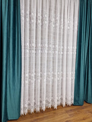 Set perdea broderie sparta si draperie catifea turcoaz, model Eva - CASABLANCA Set perdea broderie sparta si draperie catifea turcoaz, model Eva Casa Blanca Curtains & Drapes 735.00 CASABLANCA  CASABLANCA