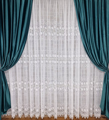 Set perdea broderie sparta si draperie catifea turcoaz, model Eva - CASABLANCA Set perdea broderie sparta si draperie catifea turcoaz, model Eva Casa Blanca Curtains & Drapes 735.00 CASABLANCA  CASABLANCA