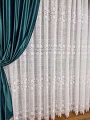 Set perdea broderie sparta si draperie catifea turcoaz, model Eva - CASABLANCA Set perdea broderie sparta si draperie catifea turcoaz, model Eva Casa Blanca Curtains & Drapes 735.00 CASABLANCA  CASABLANCA