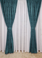 Set perdea din matase alba si draperie decorativa turcoaz - CASABLANCA Set perdea din matase alba si draperie decorativa turcoaz Casa Blanca Curtains & Drapes 400.00 CASABLANCA  CASABLANCA