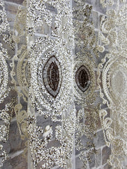 Perdea din tul cu broderie crem cu maro si fir auriu, model oglinda mica - CASABLANCA Perdea din tul cu broderie crem cu maro si fir auriu, model oglinda mica CasaBlanca Curtains & Drapes 40.00 CASABLANCA  CASABLANCA