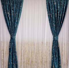Set complet perdea si draperie, colectia Golden, varianta turcoaz - CASABLANCA Set complet perdea si draperie, colectia Golden, varianta turcoaz CASABLANCA  740.00 CASABLANCA  CASABLANCA