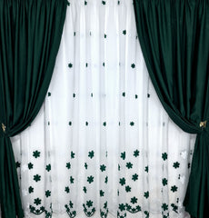 Perdea alba cu flori verde smarald, confectionata din in, material plin ca textura, model Daisy - CASABLANCA Perdea alba cu flori verde smarald, confectionata din in, material plin ca textura, model Daisy Casa Blanca Curtains & Drapes 45.00 CASABLANCA  CASABLANCA