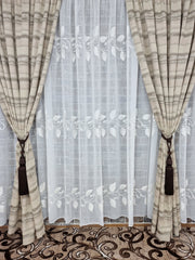 Perdea din in, alb cu alb, model floral - CASABLANCA Perdea din in, alb cu alb, model floral Casa Blanca Curtains & Drapes 45.00 CASABLANCA  CASABLANCA