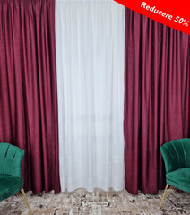 Draperie soft bordo, material plin ca textura, varianta mai usoara a catifelei