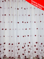 Perdea model fluturi bordo, din in material plin ca textura