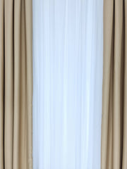 Set Geta: perdea alba simpla voal si draperie capucino blackout