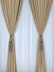 Set Geta: perdea alba simpla voal si draperie capucino blackout