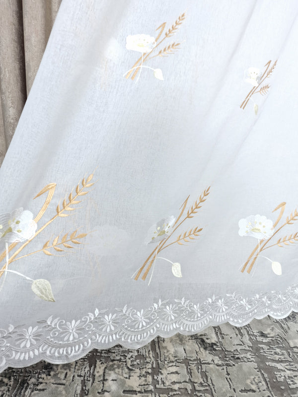Perdea alba din material plin ca textura, model Spic