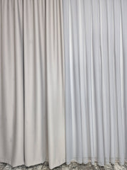 Set Istanbul - perdea voal gri si draperie simpla blackout 98% de culoarea gri deschis