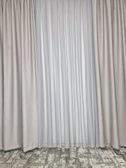 Set Istanbul - perdea voal gri si draperie simpla blackout 98% de culoarea gri deschis