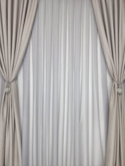 Set Istanbul - perdea voal gri si draperie simpla blackout 98% de culoarea gri deschis