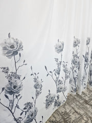 Perdea tip in, material plin ca textura, model floral gri