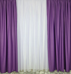 Set Ametist: voal mov si draperie simpla mov blackout 98%