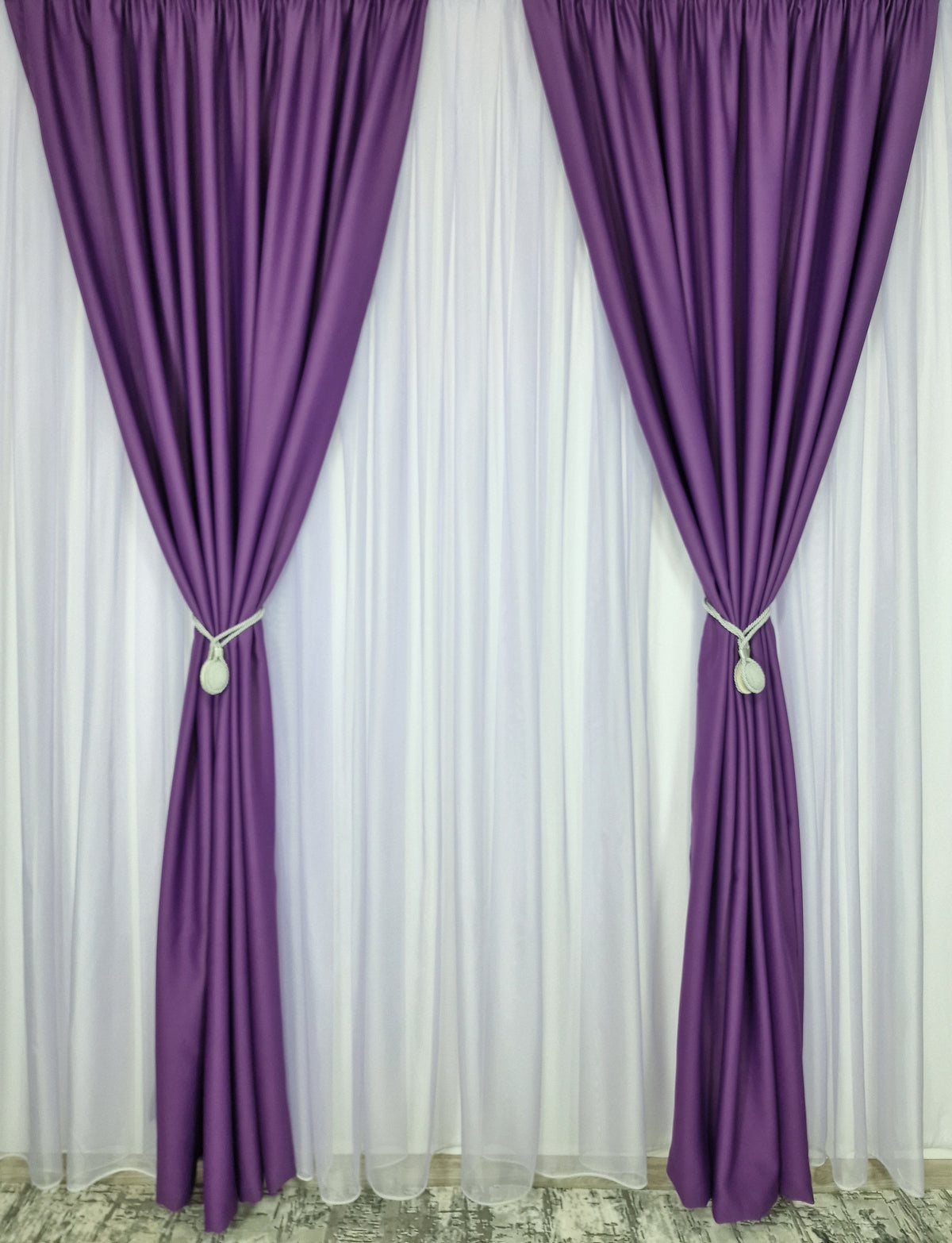 Set Ametist: voal mov si draperie simpla mov blackout 98%