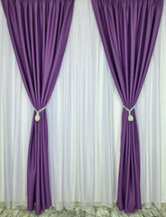 Set Ametist: voal mov si draperie simpla mov blackout 98%