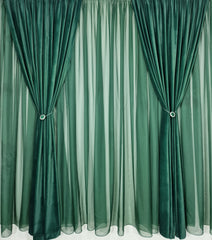 Set Speranta-perdea voal verde si draperie catifea verde smarald