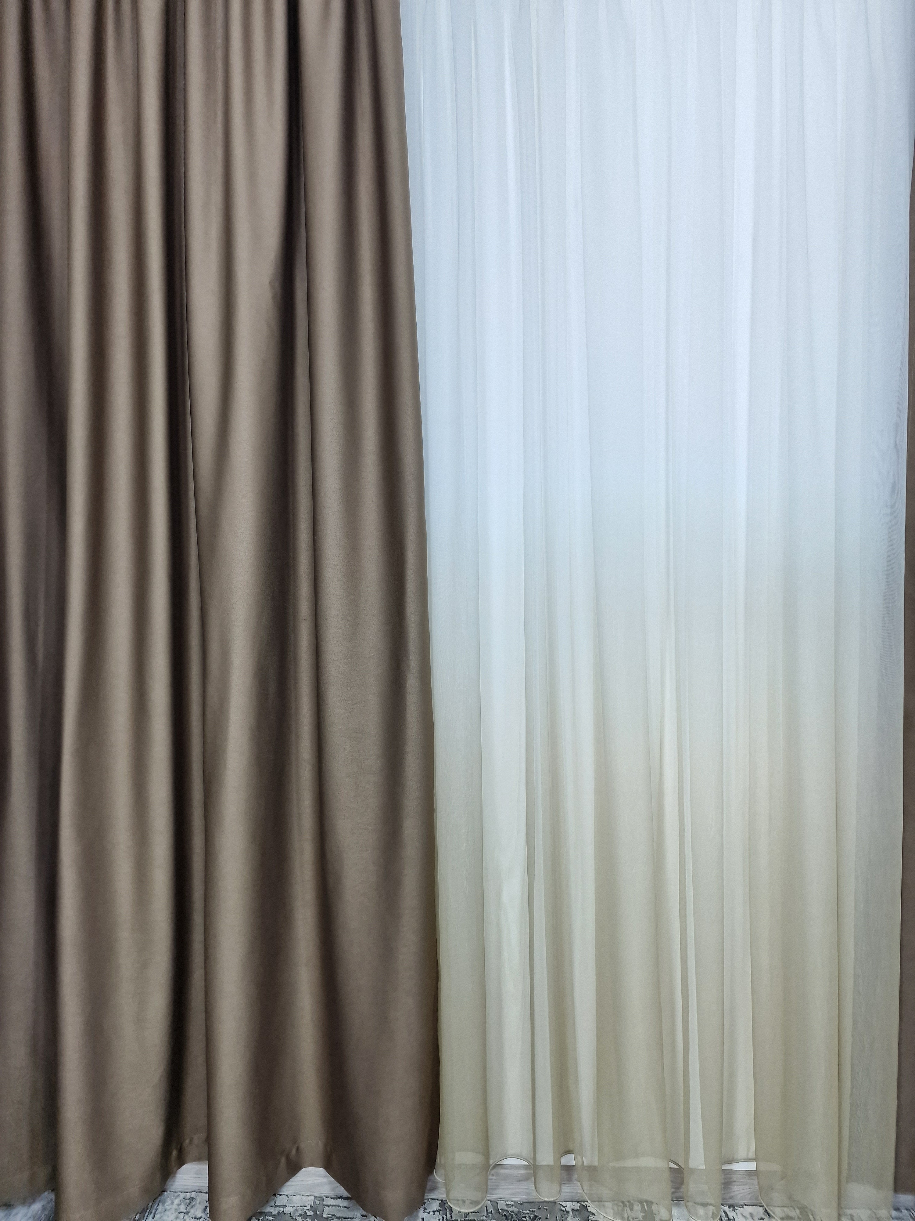 Set Florida: Perdea bamboo degrade si draperie cafea cu lapte blackout 98%
