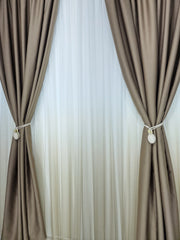 Set Florida: Perdea bamboo degrade si draperie cafea cu lapte blackout 98%