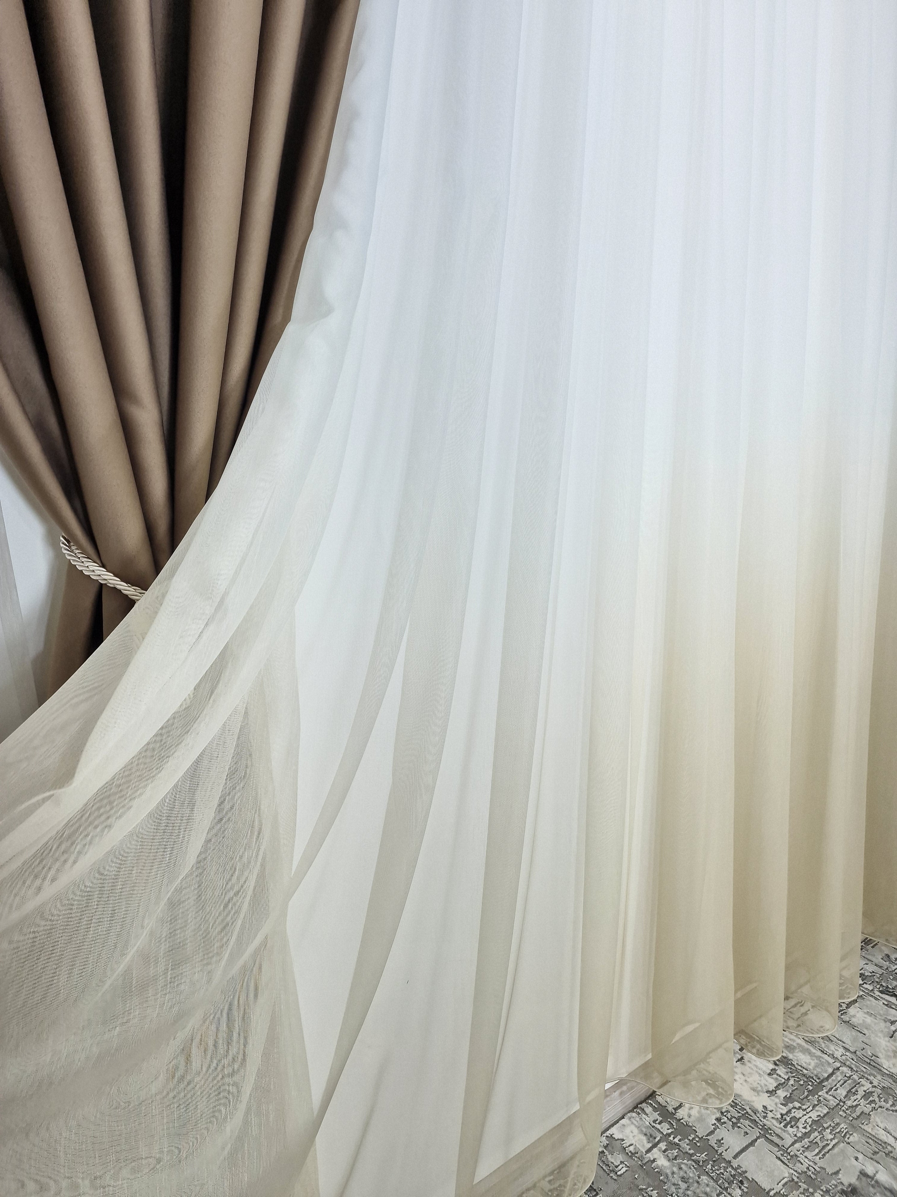 Set Florida: Perdea bamboo degrade si draperie cafea cu lapte blackout 98%