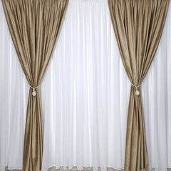 Set Cosmin: Perdea in rustic cu draperie catifea crem