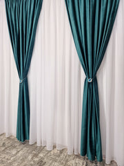 Draperie catifea turcoaz spre verde blackout 90%