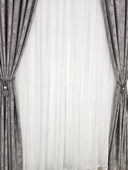 Set Angelica: perdea din in model crengute si draperie cu aspect de vopsea decorativa
