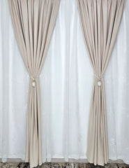 Set Harmony: perdea din in model floral si draperie blackout 80% crem-roze