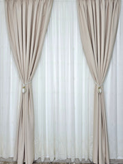 Set Ivana: perdea crem din borangic si draperie blackout