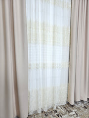 Set Tropical: Perdea din tul cu broderie si Draperie blackout 98% crem-roze
