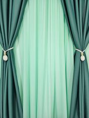Set Roa: perdea verde din matase moale  si draperie verde menta blackout 98%