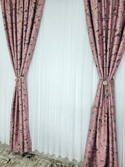 Colectia Prestige: Perdea Voal Alb si Draperii Blackout cu Insertii-Roz