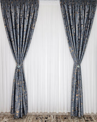Colectia Prestige: Perdea Voal Alb si Draperii Blackout cu Insertii Gri Inchis