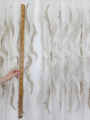 Perdea Roberta din bamboo cu broderie crem maro