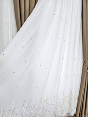 Set Lorand: perdea in cristal cu broderie crem-bej si draperie grej blackout 98%