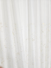 Set Lucia: perdea matase cu insertii aurii si draperie blackout 98% gri cu insertii