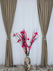 Set Barbara: perdea nesifonabilă din in cristal cu draperie simpla blackout 90% grej