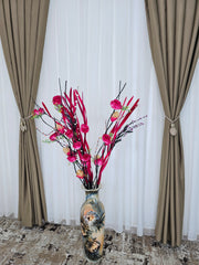 Set Barbara: perdea nesifonabilă din in cristal cu draperie simpla blackout 90% grej